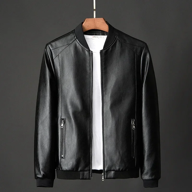 

Male Slim Leather Jacket Bomber Motorcycle Men Biker PU Baseball Plus Size 7XL Fashion Causal Jaqueta Masculino