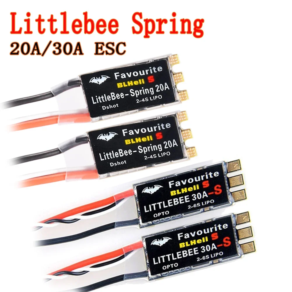 

FVT LITTLEBEE Little bee BLHeli-s SPRING 20A/30A Brushless ESC 2-6S Supports DSHOT Oneshot42 OneShot125 for RC FPV Racing Drone