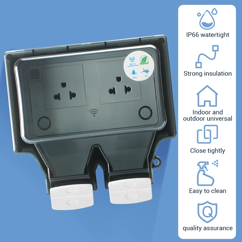 AVOIR-Prise Électrique Extérieure Étanche IP66, Prise Intelligente Américaine, Port de Chargeur USB Sans Fil Tuya, Wifi, Appareil Ménager de Cuisine prises électriques prise connecte wifi douille prise etanche extérie 2