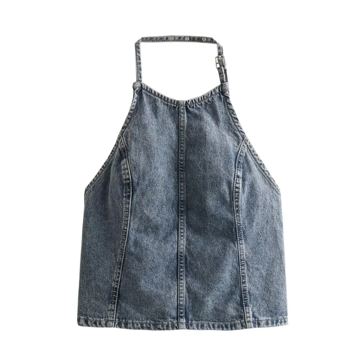 Women's New Fashion Backless Strap Decoration Slim denim Hanging Neck Top Vintage Side Zipper Women's Tank Top Chic Top
Women's New Fashion Backless Strap Decoration Slim denim Hanging Neck Top Vintage Side Zipper Women's Tank Top Chic Top