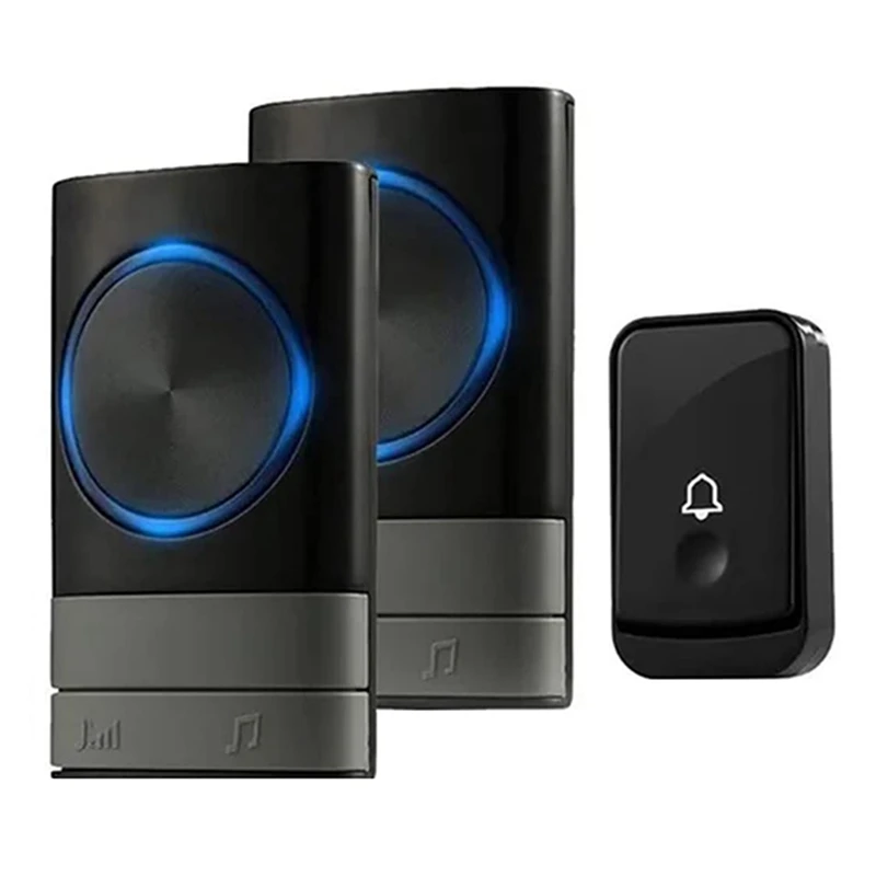 

Wireless Doorbell Waterproof Doorbell Kit 200 Meter Range With 45 Melodies, 4 Volume Level 2 Receiver For Office US Plug