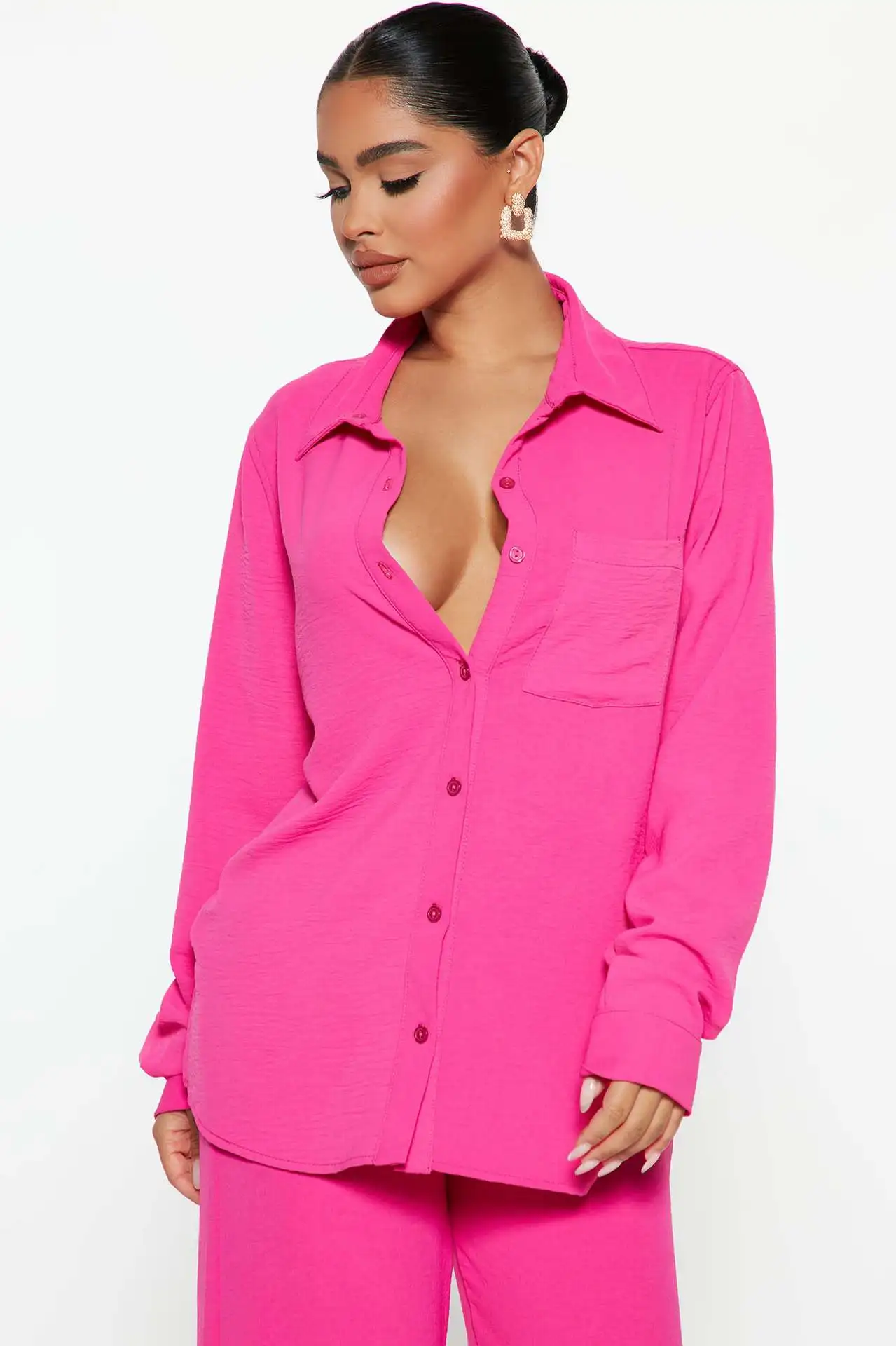 Summer Women's Suit Fashion Long-Sleeved Shirt Top And Loose Wide-Leg Pants Set Jogging Exercise Two-Piece Set
Summer Women's Suit Fashion Long-Sleeved Shirt Top And Loose Wide-Leg Pants Set Jogging Exercise Two-Piece Set