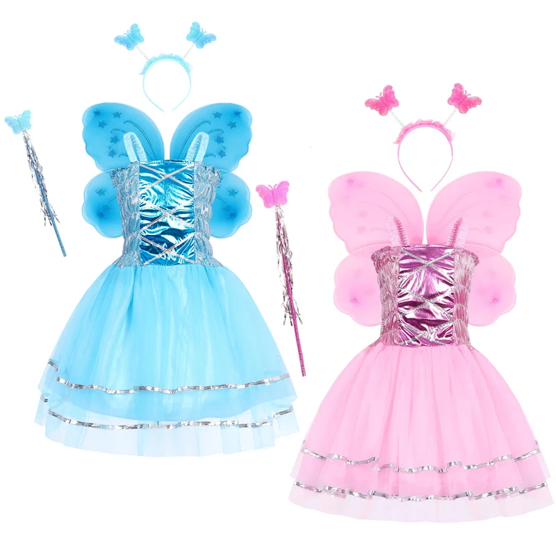 Kid Summer Butterfly Cosplay Costumes Suspender Princess Dress Anime Fairy Wing 4pcs Set Girl Accessories Birthday Party Clothes 
Kid Summer Butterfly Cosplay Costumes Suspender Princess Dress Anime Fairy Wing 4pcs Set Girl Accessories Birthday Party Clothes