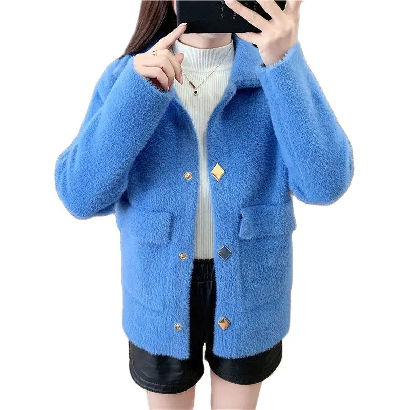 New 2023 Winter Sweater Outerwear Imitate Mink Fleece Short Coat Ladies Jacket Spring Autumn Clothes Lapel Women's Woolen Top
New 2023 Winter Sweater Outerwear Imitate Mink Fleece Short Coat Ladies Jacket Spring Autumn Clothes Lapel Women's Woolen Top