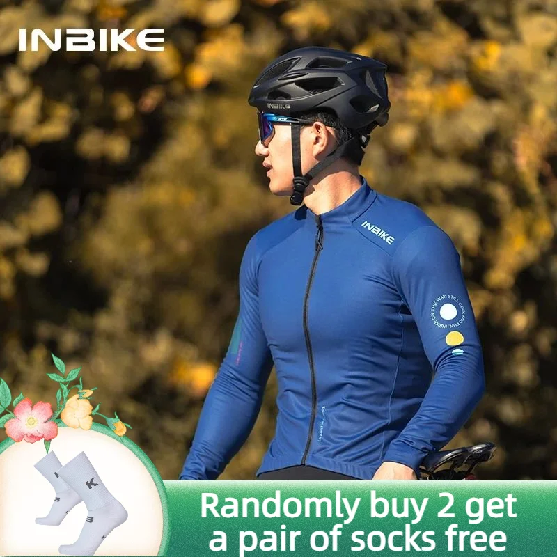 

Inbike Fleece Long Sleeve Keep Warm Cycling Jersey Highly Elastic Fabric Cycling Shirt Multiple Pockets Cycling Clothing Men