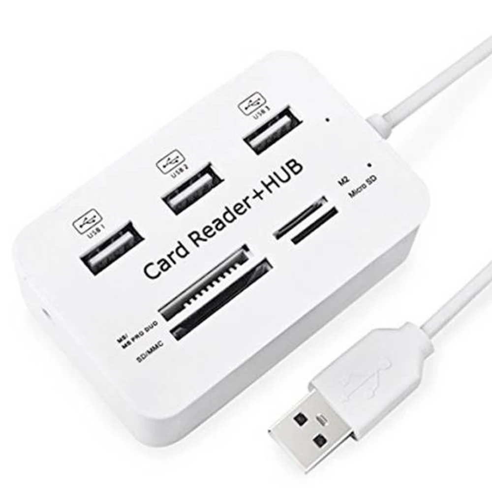 

All in One USB 2.0 Hub 3 Ports with USB Card Reader Hub 2.0 480Mbps Combo for MS/M2/SD/MMC/TF for PC Laptop
