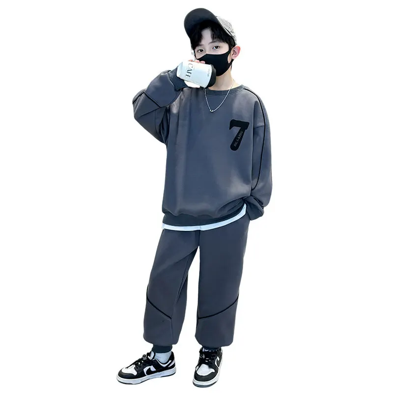 

2pc Boys Clothing Set Spring Autumn Fashion Sportwear Teen Boys Kids School Tracksuits Loose Outfits Sweatshirts and Pants Suits