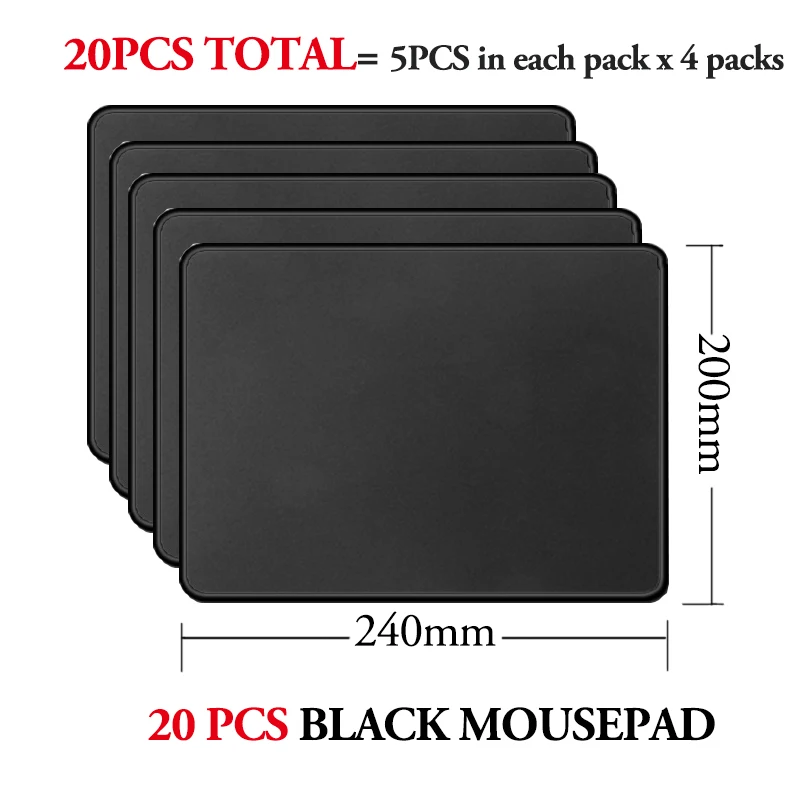 20PCS Black Mouse Pad with Stitched Edge Comfortable Mouse Pads with Non-Slip Rubber Base For Computers Laptop Mouse 200x240x3mm
20PCS Black Mouse Pad with Stitched Edge Comfortable Mouse Pads with Non-Slip Rubber Base For Computers Laptop Mouse 200x240x3mm