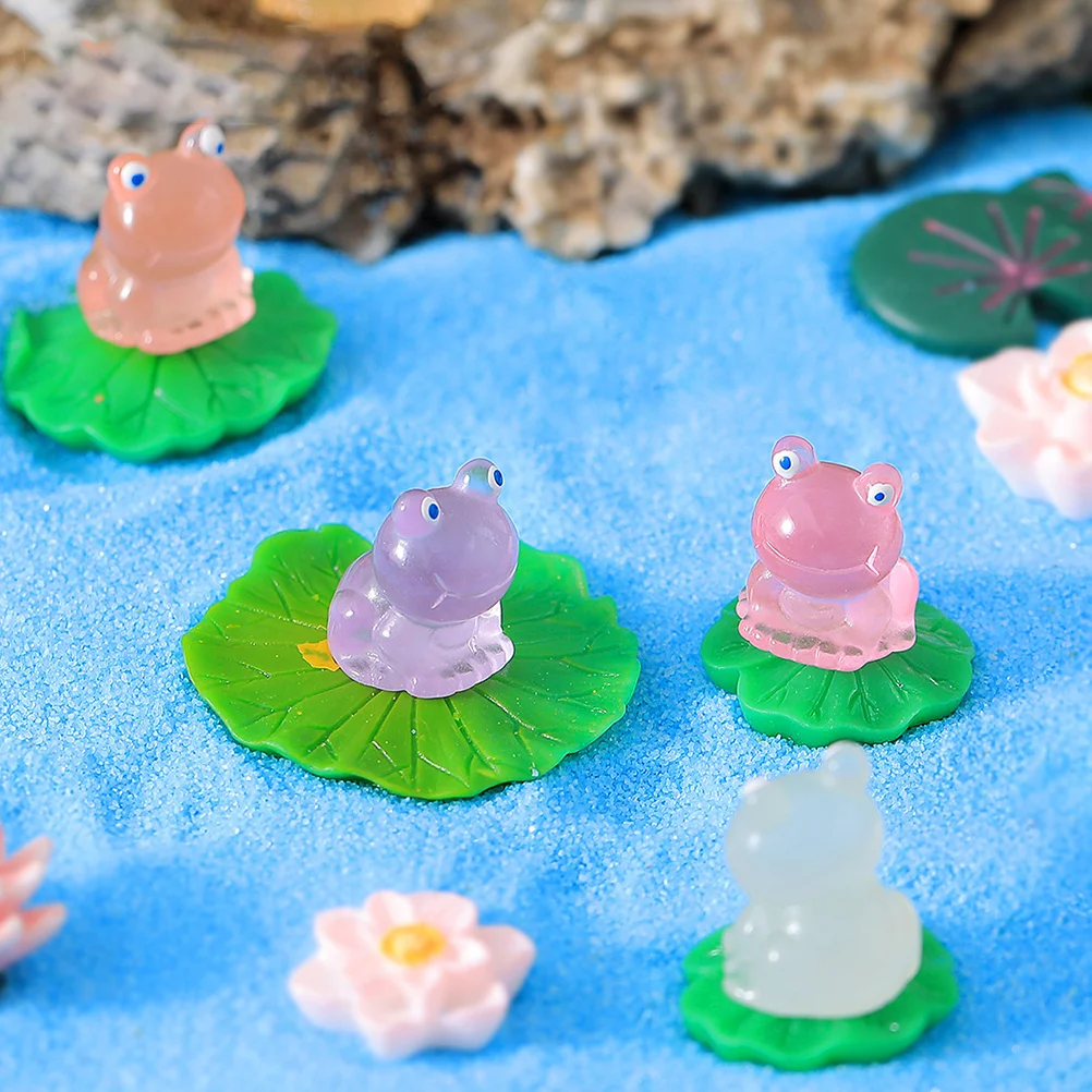 

7 Pcs Crafts Frog Figurine Decor Decorations Luminous Top Hat Cute Desk Funny Tiny Frogs Resin Figurines Office