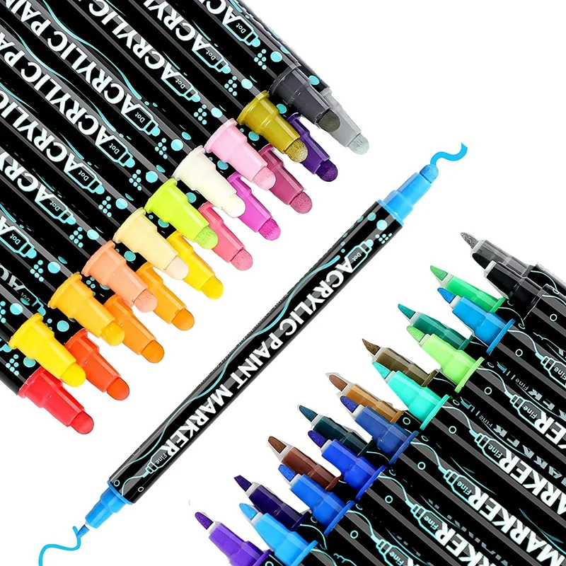

Яркие маркеры, 36 цветов, ручки с двумя наконечниками, премиум-класса, акриловые краски, маркеры для дерева, холста, камня, покраски камней