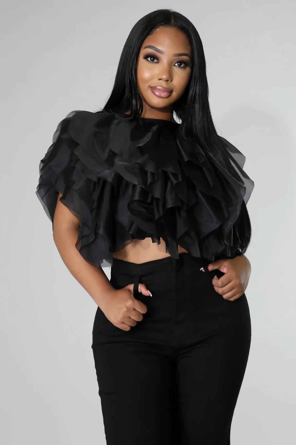 Women Solid Color Crop Tops Layered Ruffles Petal Crew Neck Sleeveless Chiffon Shirts Summer Casual Fashion Short Tops
Women Solid Color Crop Tops Layered Ruffles Petal Crew Neck Sleeveless Chiffon Shirts Summer Casual Fashion Short Tops