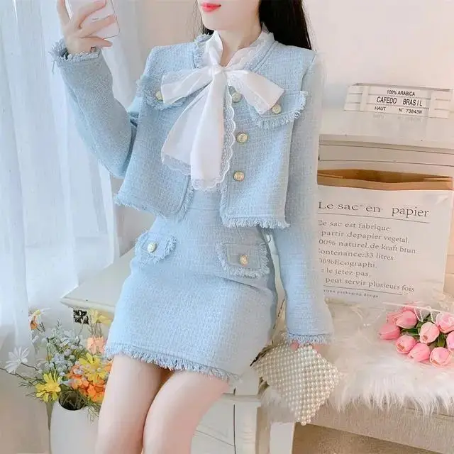 

UNXX 2023 Autumn/Winter Designer Inspired Chic Women's Two-Piece Set - Elegant Lady Jacket and Skirt Outfit Female Girl Suit Set