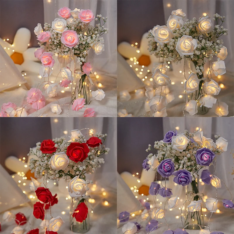 

1.5M 10LED Rose String Lights Garland Led Valentine Decorations Fairy Lights Battery Operated Wedding Birthday Party Supplies