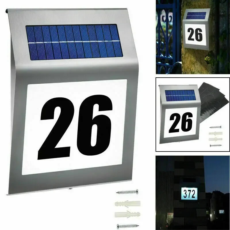 

House Numbers Solar Powered Address Sign, Motion Sensor Waterproof House Number for Outside, LED Illuminated Address Plaques