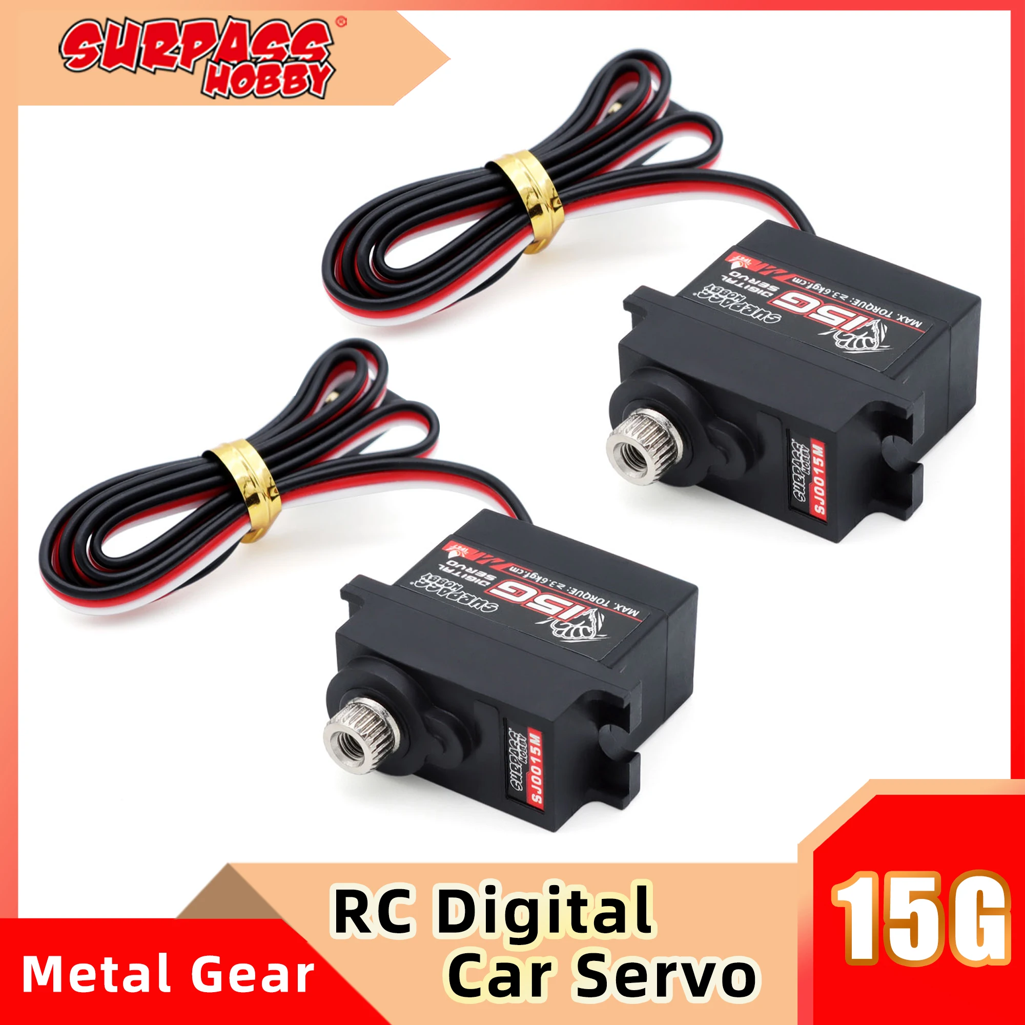 Surpass Hobby 1/2/4PCS 15G RC Digital Servo Metal Gear Motor for 1/8 1/10 Rc Car Boat Drone Airplane Robot Model Helicopter Toy
Surpass Hobby 1/2/4PCS 15G RC Digital Servo Metal Gear Motor for 1/8 1/10 Rc Car Boat Drone Airplane Robot Model Helicopter Toy