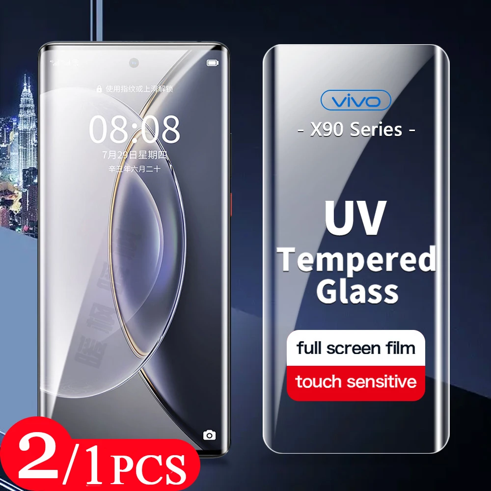 

2/1Pcs cover For vivo x90 x80 NEX 3 3S S12 S15 S16 pro plus UV Tempered Glass phone screen protector protective film smartphone