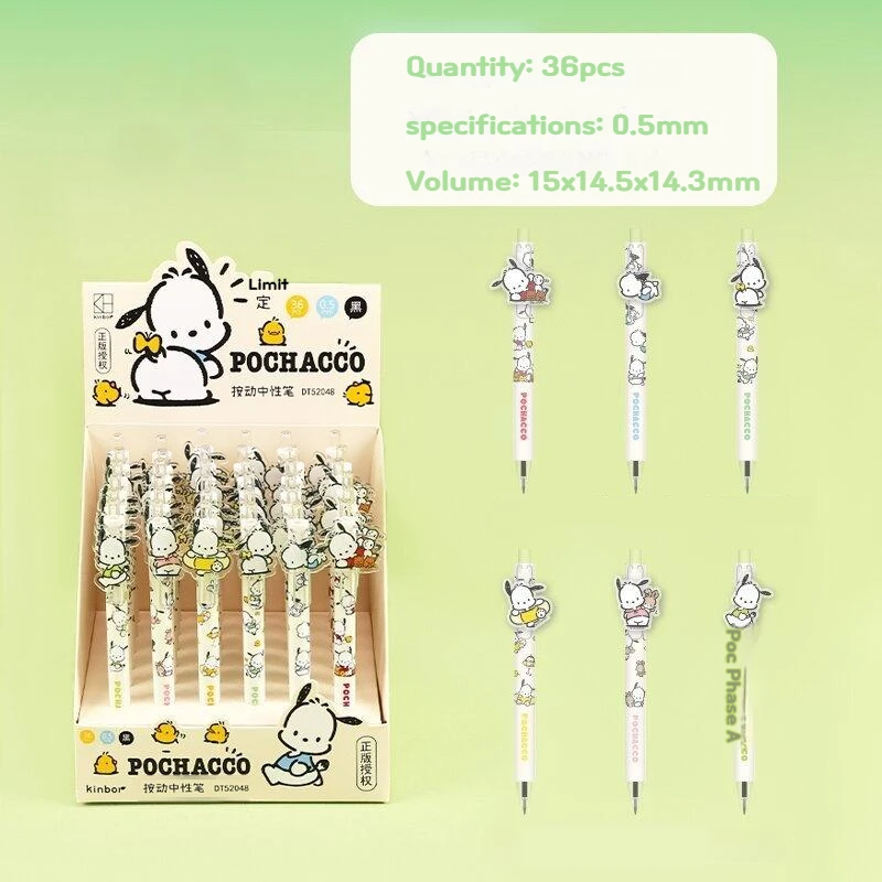36pcs/Box Anime Sanrio Pochacco Press Gel Pen Kawaii Cartoon 0.5mm Patch Black Pen Student Stationery School Office Supplies
36pcs/Box Anime Sanrio Pochacco Press Gel Pen Kawaii Cartoon 0.5mm Patch Black Pen Student Stationery School Office Supplies