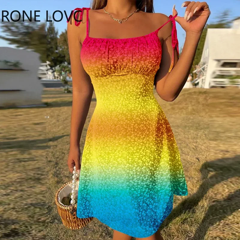 Women Elegant Spaghetti Strap Lace Up Fradient Color Allover Print Mini Sweet Sexy Dresses
Women Elegant Spaghetti Strap Lace Up Fradient Color Allover Print Mini Sweet Sexy Dresses
