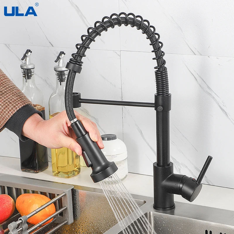 Выдвижной латунный кухонный кран ULA, черный смеситель с креплением на раковину, кран с поворотом на 360 градусов, распылитель для раковины, кран для кухни 
Выдвижной латунный кухонный кран ULA, черный смеситель с креплением на раковину, кран с поворотом на 360 градусов, распылитель для раковины, кран для кухни