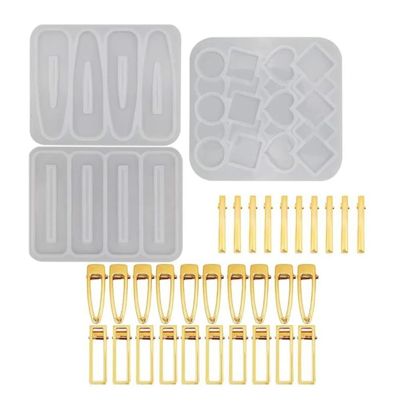 3Pcs Silicone Resin Molds DIY Hair Pin Jewelry Casting Molds With 30Pcs Gold Hair Barrettes For Hair Pin Making(33Pcs)
3Pcs Silicone Resin Molds DIY Hair Pin Jewelry Casting Molds With 30Pcs Gold Hair Barrettes For Hair Pin Making(33Pcs)