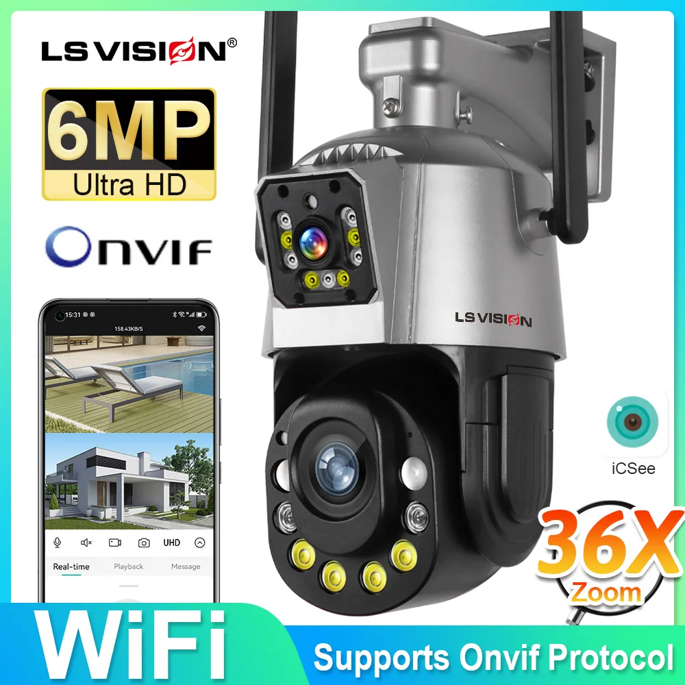 

LS VISION WiFi Wireless Security Camera Motion Detection PTZ IP Camera PC client, Two Way Talk Color Night Vision Nvr Cam ICSee
