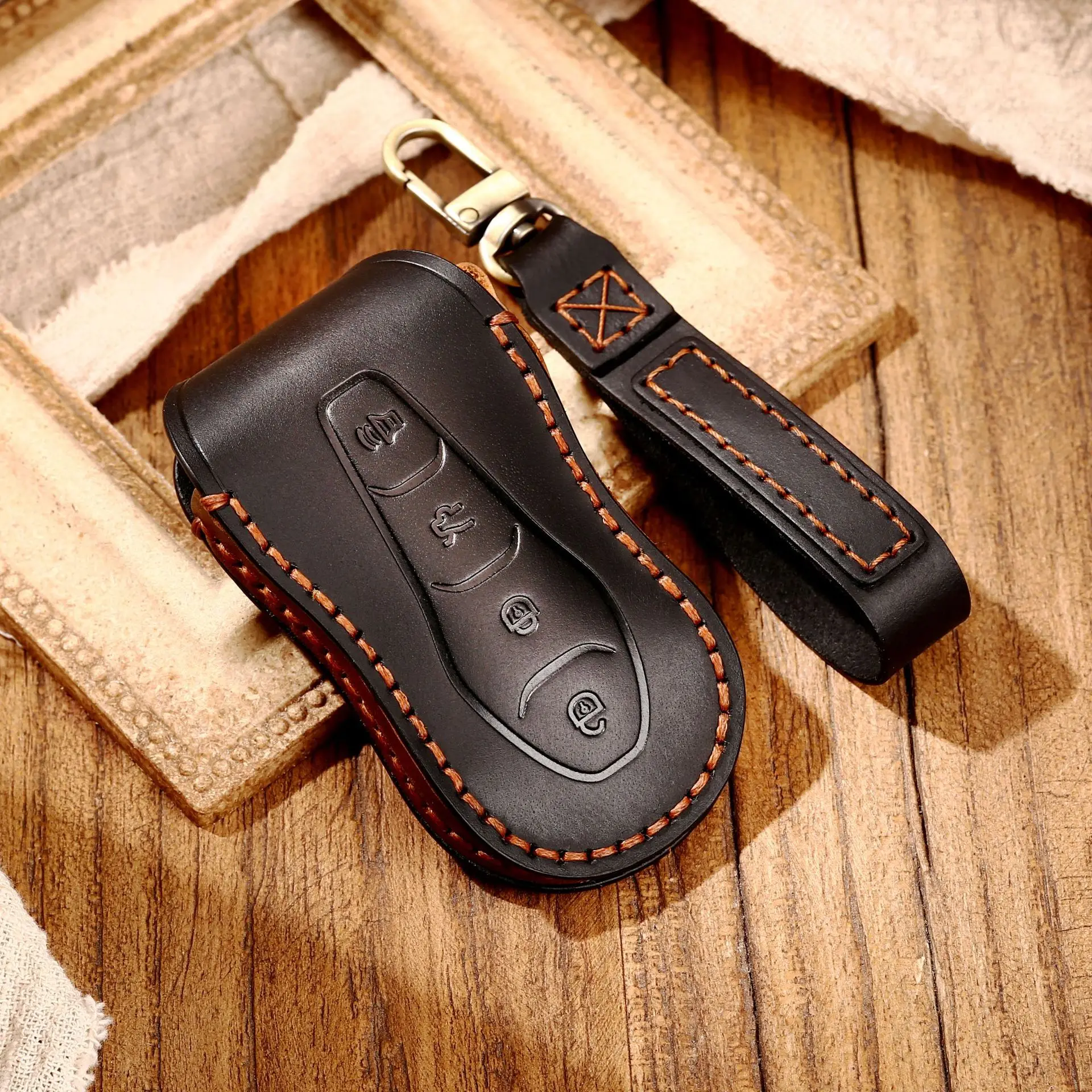 

Car Key Pouch Leather Case Cover Fob Holder Bag for For Geely Azkarra Tugella FY11 2019 2020 Atlas Pro New Emgrand GS X6 SUV EC7