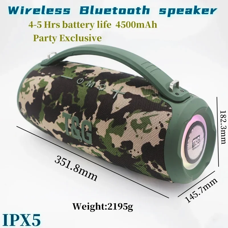 

TG395 High-power Wireless Bluetooth Speaker Portable Home Theater Outdoor Waterproof Subwoofer Heavy Bass with RGB Light/TWS/FM