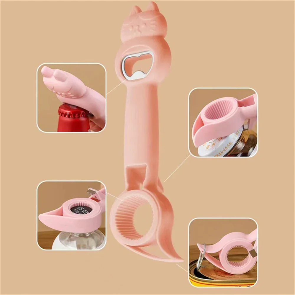 

4 in 1 Multifunction Bottle Opener Jar Can Beer Bottle Opener Rabbit Bear Cat Stainless Steel Kitchen Gadget Kitchen Accesories