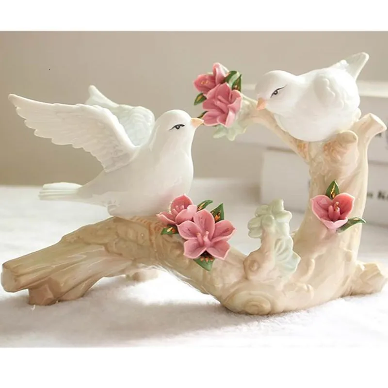 

Ceramic Pigeons Bird Figurines White Dove Ornament Crafts Decoration Porcelain Animal Figurine Home Decoration