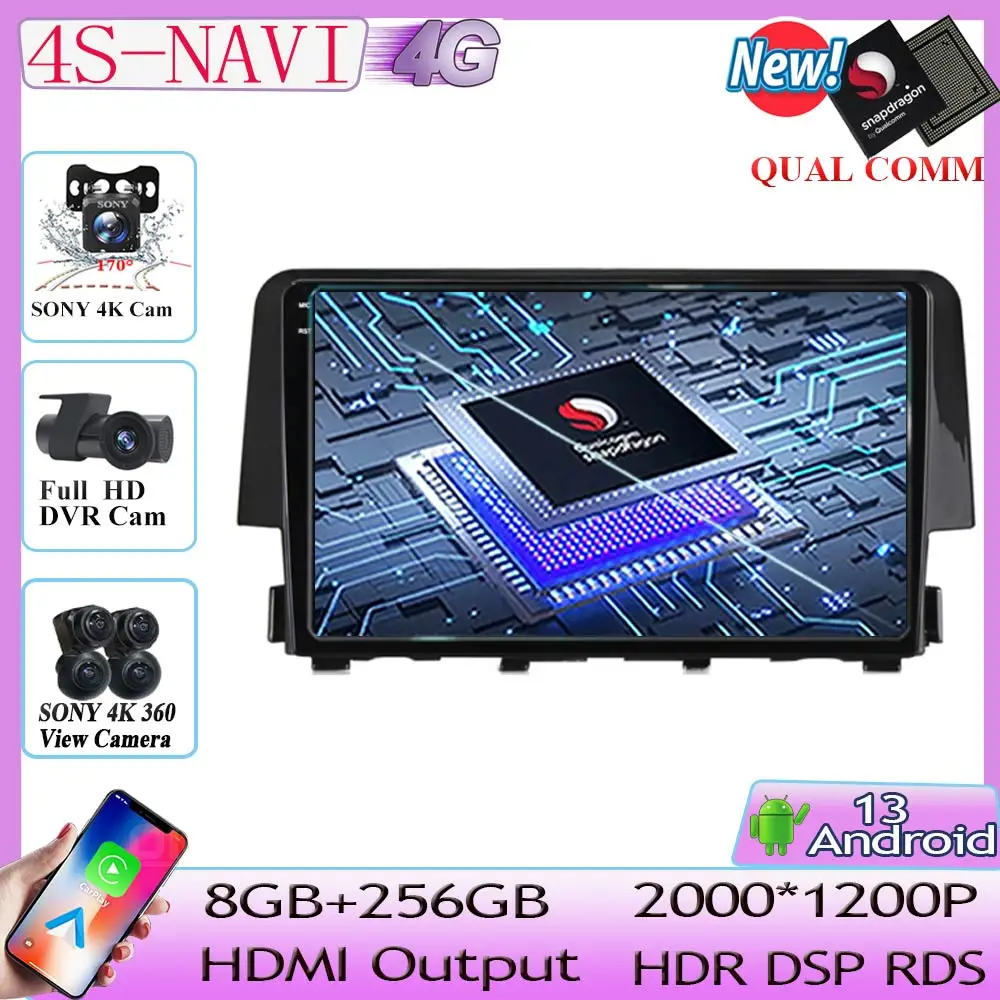 Android13 Qualcomm Car Video Player For Honda Civic 2015 2016-2020 Multimedia GPS Navigation Stereo Monitor 360 Camera
Android13 Qualcomm Car Video Player For Honda Civic 2015 2016-2020 Multimedia GPS Navigation Stereo Monitor 360 Camera
