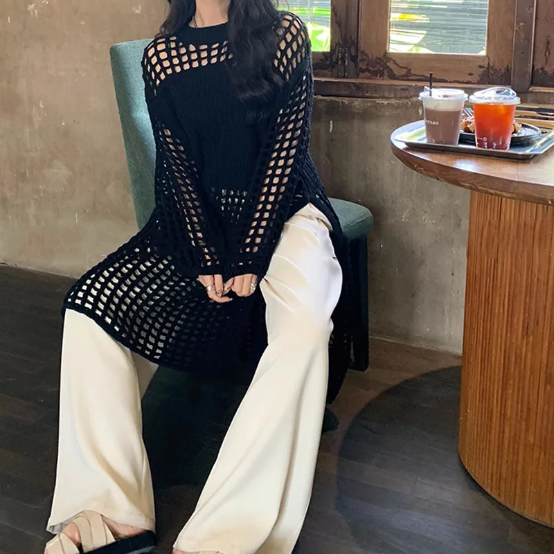 Solid Color Knitting Dress Fashion Summer Dresses 2024 Loose Casual Temperament Hollow Out Sweater O-neck Split Women New
Solid Color Knitting Dress Fashion Summer Dresses 2024 Loose Casual Temperament Hollow Out Sweater O-neck Split Women New
