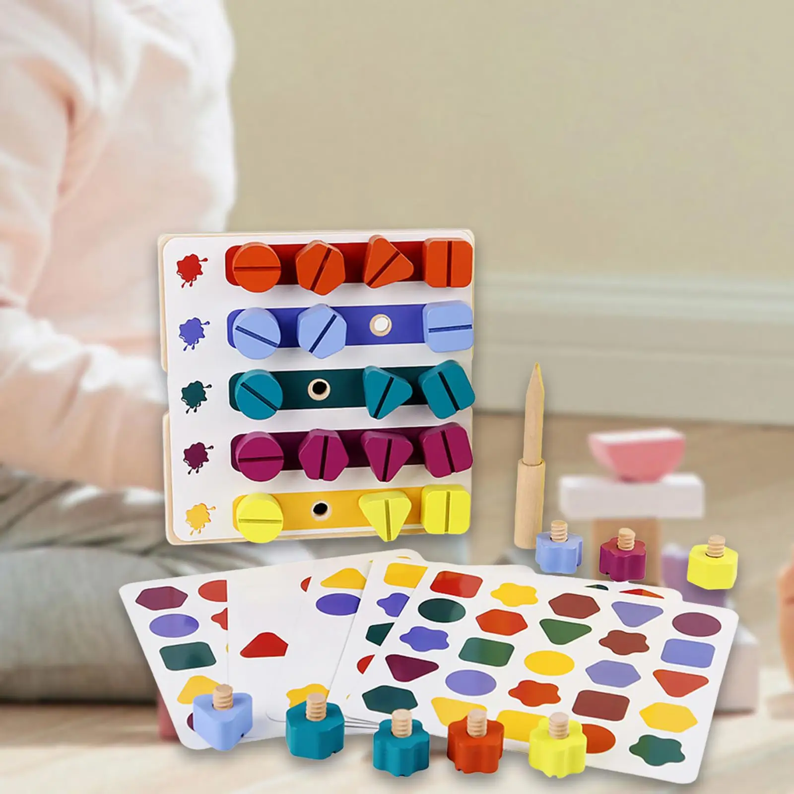 

Screw Nut Toy Educational Toy Fine Motor Skills Geometry Building Blocks Montessori for Children Girls Boys Preschool Kids Gifts