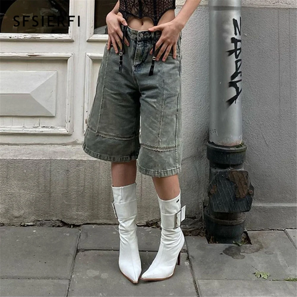 SFSIERFI Vintage 90s Denim Shorts Women Streetwear High Waist Pocket Straight Shorts y2k Retro Harajuku Wash Cargo Shorts
SFSIERFI Vintage 90s Denim Shorts Women Streetwear High Waist Pocket Straight Shorts y2k Retro Harajuku Wash Cargo Shorts