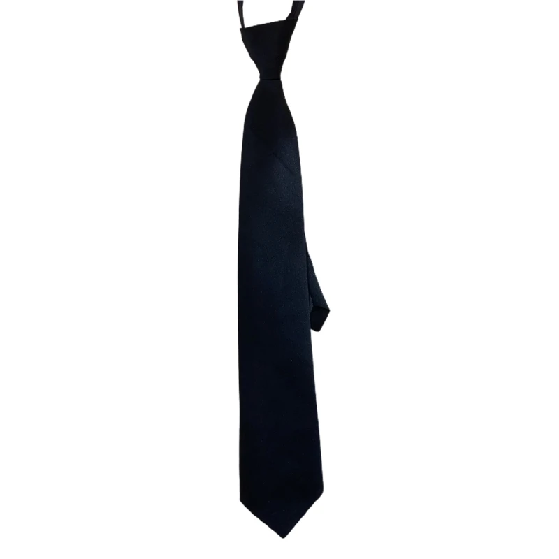 

Women Men Retro Solid Color Silky Narrow Necktie Wedding Party Groom Preppy School Uniform Zipper Pre-Tied Smooth for