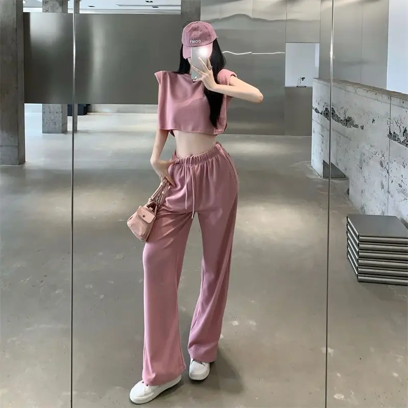 High Street Solid Pants Set Femal Summer New Korean Tank Top + Casual High Waist Wide Leg Pants Two Piece Sets Womens Outfits
High Street Solid Pants Set Femal Summer New Korean Tank Top + Casual High Waist Wide Leg Pants Two Piece Sets Womens Outfits