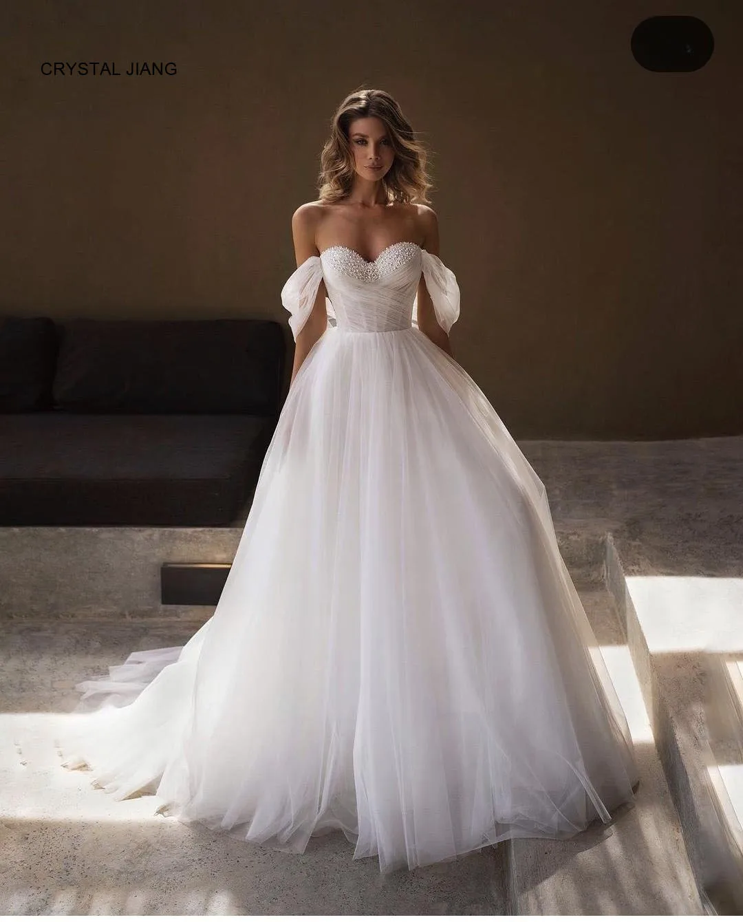 Элегантное милое платье с открытыми плечами и жемчужными бусинами с естественной талией, свадебное платье из тюля на заказ, бальное платье, свадебные платья
Элегантное милое платье с открытыми плечами и жемчужными бусинами с естественной талией, свадебное платье из тюля на заказ, бальное платье, свадебные платья