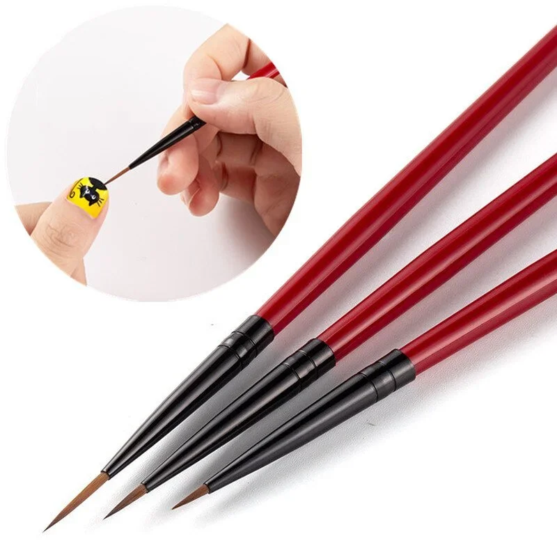 

3pcs/set Nail Art Liner Painting Brush Thin Stripe Line Drawing Pen DIY UV Gel Tips French Design Manicure Tool 5/7/11mm