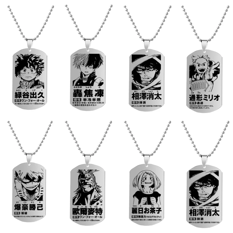 Anime My Hero Academia Necklace Silver Color Midoriya Izuku Bakugou Katsuki Rectangle Dog Tags Stainless Steel ID Necklaces
Anime My Hero Academia Necklace Silver Color Midoriya Izuku Bakugou Katsuki Rectangle Dog Tags Stainless Steel ID Necklaces