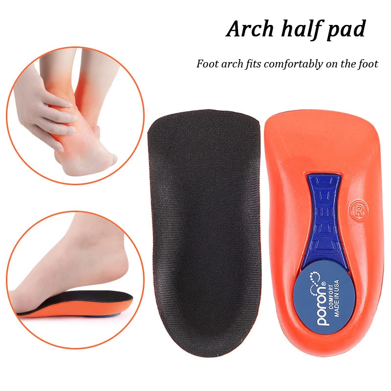 

1Pair Flat Foot Arch Support Insoles Plantar Fascia Relieve Orthopedic Half Insole for Feet Shock Absorption Non-slip Shoe Pads