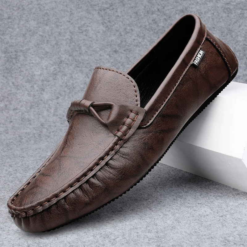 

2024 Leather Penny Loafers Men Moccasins Luxury Designer Business Mens Casual Shoes Breathable Slip On Flats Male Driving Shoes