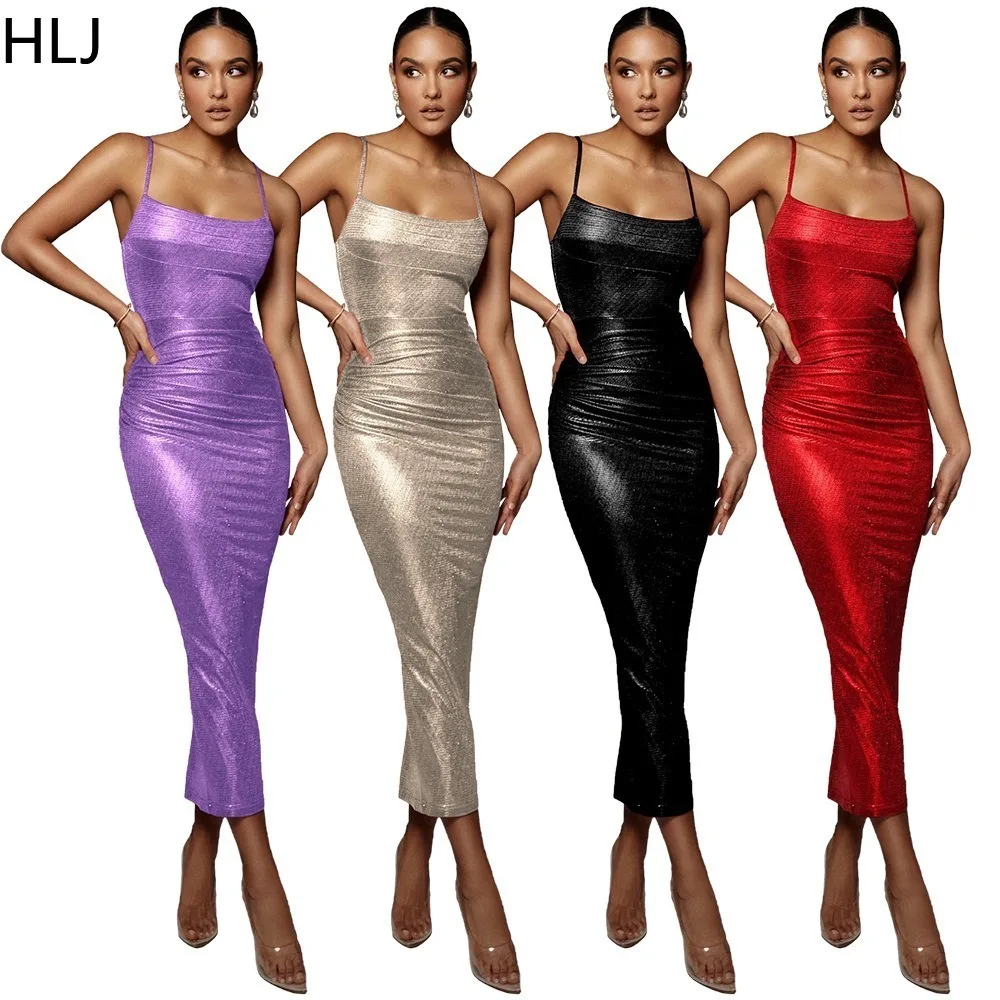 HLJ Sexy Solid Ruched Bodycon Suspenders Dress Women Thin Strap Sleeveless Backless Vestidos Fashion Female Party Club Clothing
HLJ Sexy Solid Ruched Bodycon Suspenders Dress Women Thin Strap Sleeveless Backless Vestidos Fashion Female Party Club Clothing