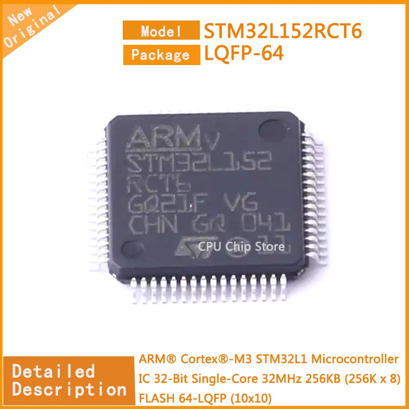 

5Pcs/Lot New STM32L152RCT6 STM32L152 Microcontroller IC 32-Bit Single-Core 32MHz 256KB (256K x 8) FLASH 64-LQFP (10x10)