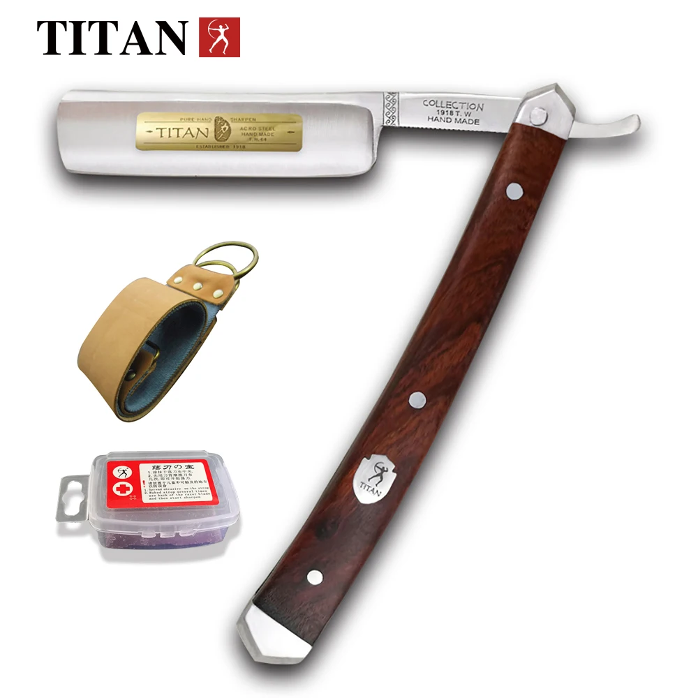 Titan professional straight razor wooden handle hand made stainless steel blade shaving razor
Titan professional straight razor wooden handle hand made stainless steel blade shaving razor