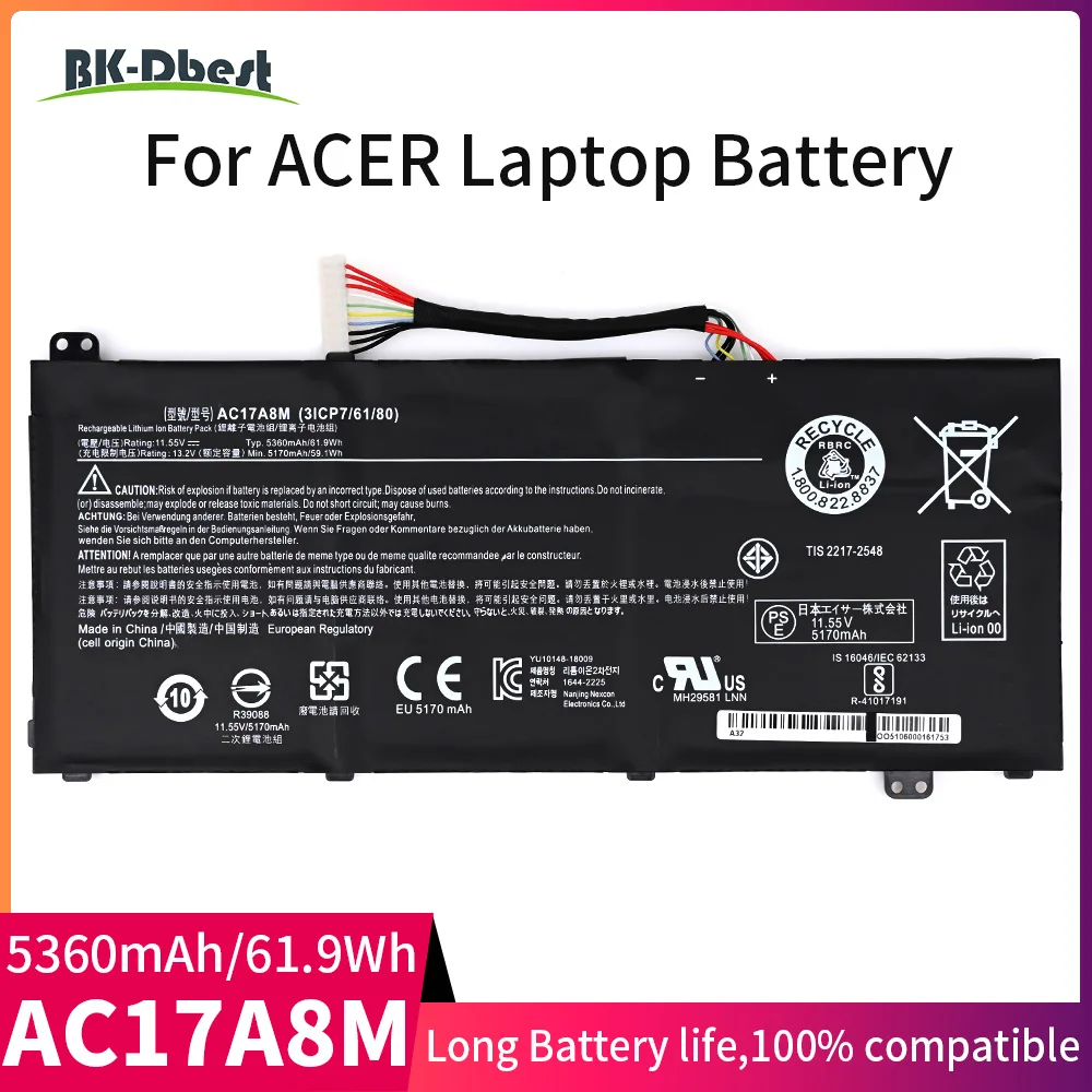 BK-Dbest AC17A8M Аккумулятор для ноутбука Acer Spin 3 SP314-52 TMX314-51-M MG TMX3310-M
BK-Dbest AC17A8M Аккумулятор для ноутбука Acer Spin 3 SP314-52 TMX314-51-M MG TMX3310-M