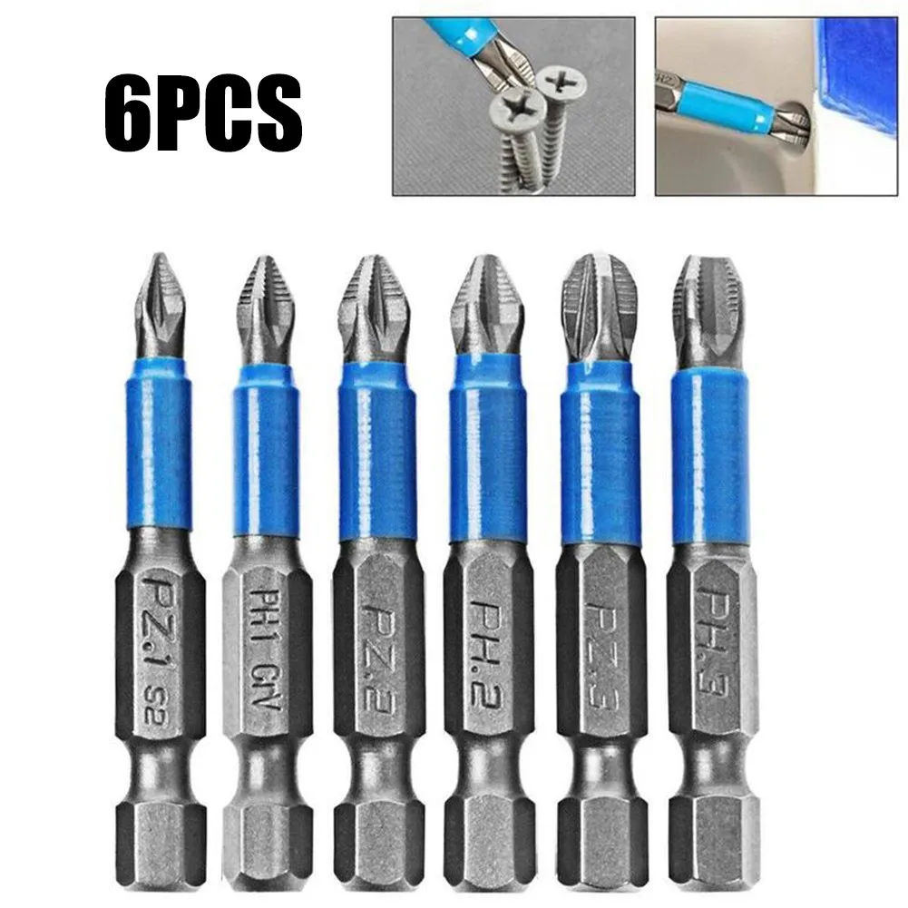 

Brand New Screwdriver Bit Tool Screwdriver Bit Smooth Anti Slip UsefulBit Blue+Silver PZ3 50mm Long Practical Screwdriver 6pcs