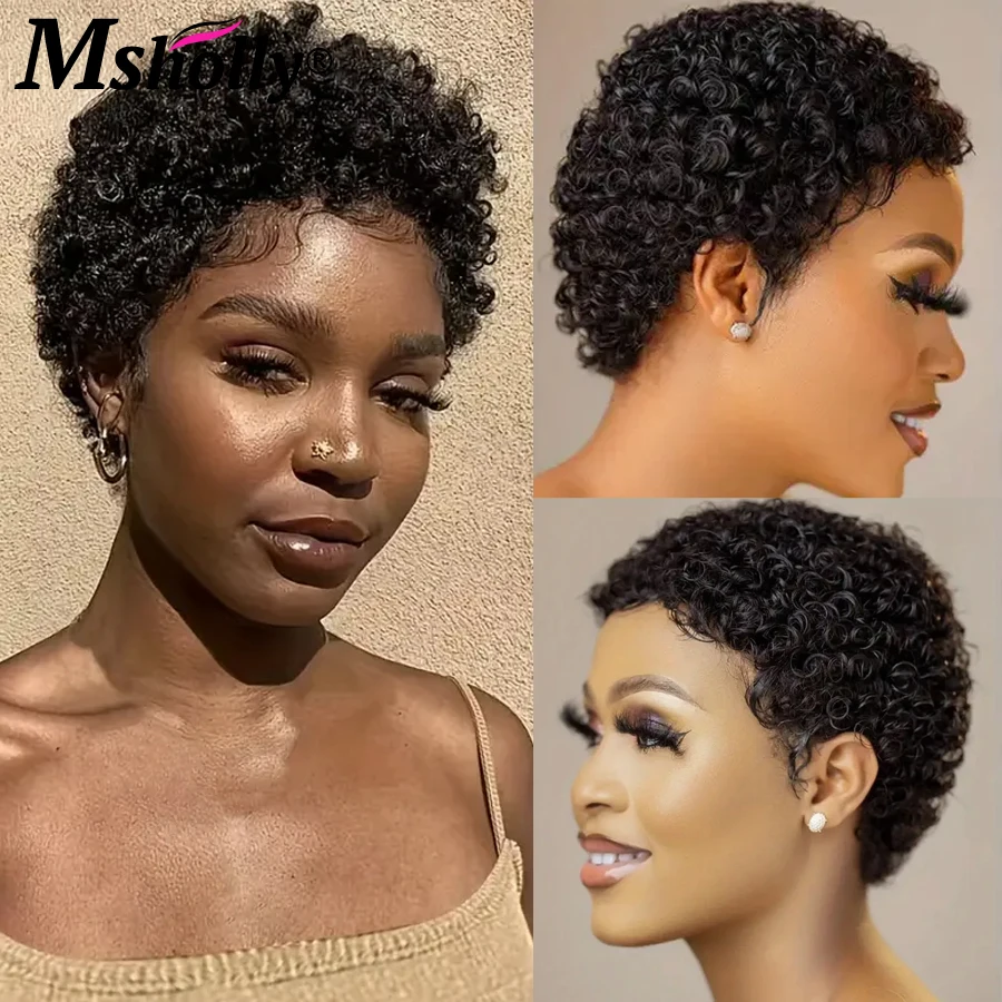 Short Curly Hair Wigs Pixie Cut Remy Brazilian Human Hair Wigs For Black Women Glueless Afro Kinky Curly Full Machine Made Wigs
Short Curly Hair Wigs Pixie Cut Remy Brazilian Human Hair Wigs For Black Women Glueless Afro Kinky Curly Full Machine Made Wigs