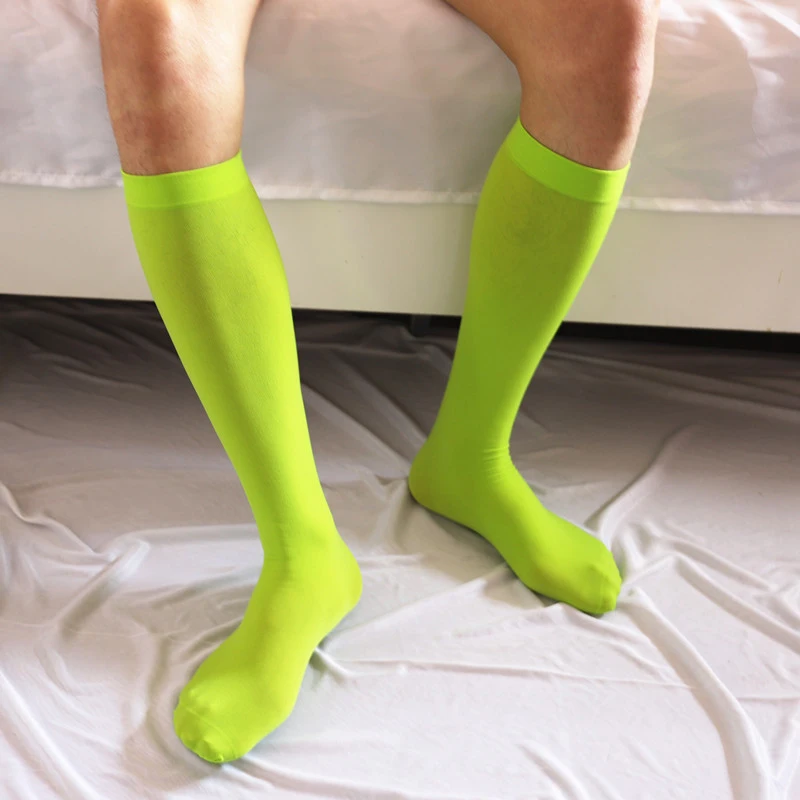 

New Men Women Football Soccer Socks Candy Color Sexy Ultrathin Stockings Compression Seamless Stretchy Knee High Tube Socks