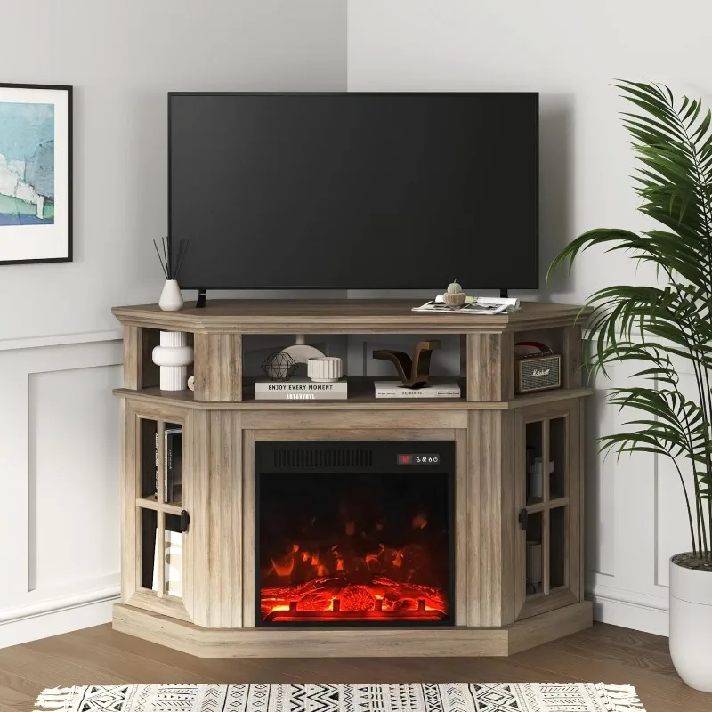 Corner Fireplace TV Stand for Television up to 55" with Storage Cabinets, Entertainment Center, Media Console
Corner Fireplace TV Stand for Television up to 55" with Storage Cabinets, Entertainment Center, Media Console