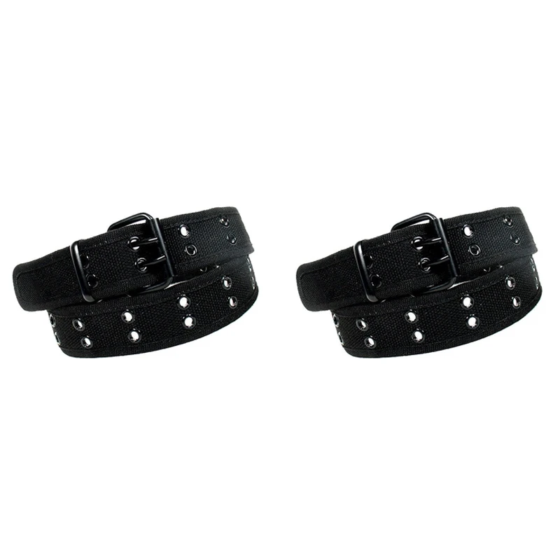 2X New Canvas Web Belt Two Hole Grommets Black Metal Roller Buckle Men Women, Black
2X New Canvas Web Belt Two Hole Grommets Black Metal Roller Buckle Men Women, Black