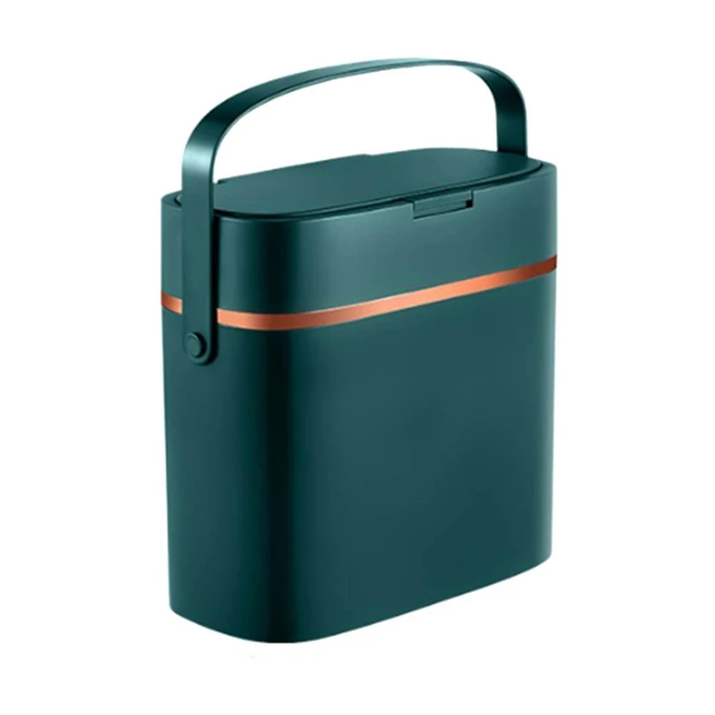 1 Piece Trash Bin With Lid And Handle Plastic Trash Bin Small Dark Green For Bedroom/Narrow Food Waste Bin/Office/RV
1 Piece Trash Bin With Lid And Handle Plastic Trash Bin Small Dark Green For Bedroom/Narrow Food Waste Bin/Office/RV